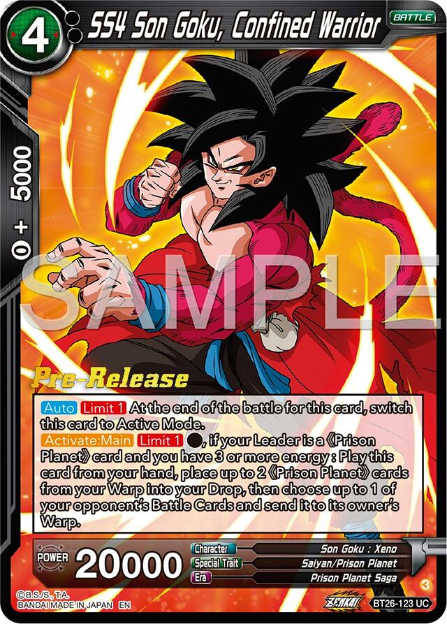 SS4 Son Goku, Confined Warrior (BT26-123) [Ultimate Advent Prerelease Promos] | Shuffle n Cut Hobbies & Games