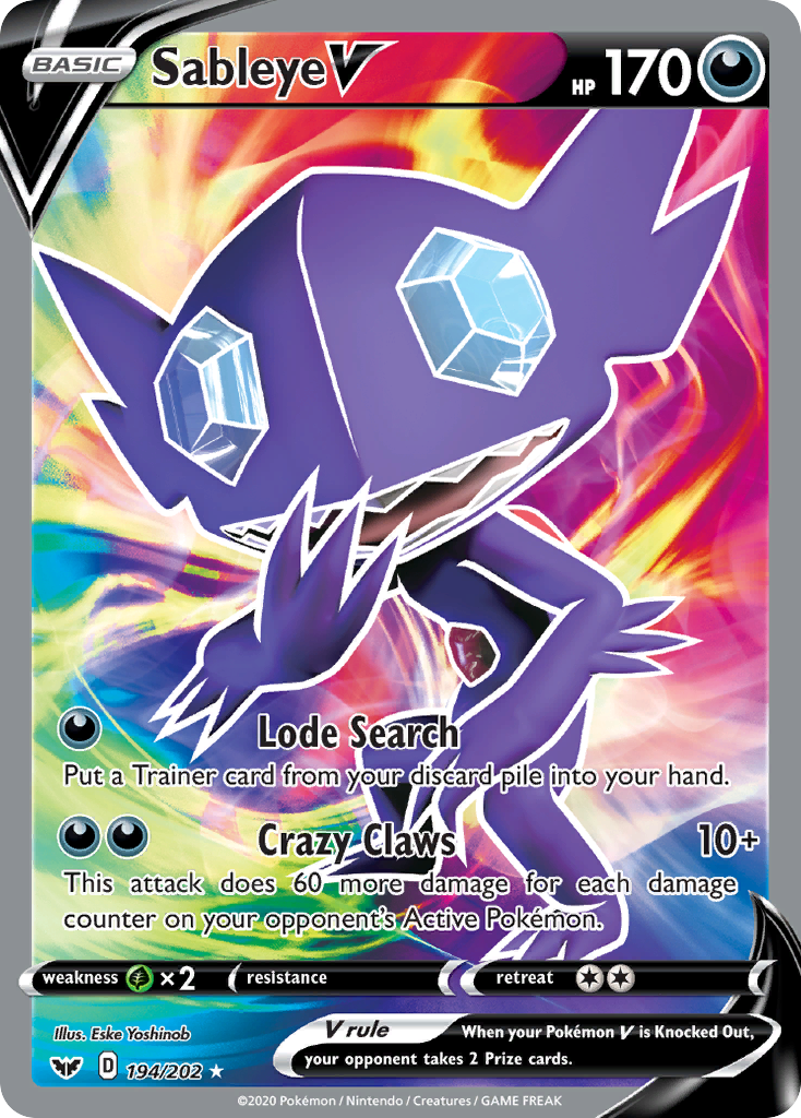 Sableye V (194/202) [Sword & Shield: Base Set] | Shuffle n Cut Hobbies & Games