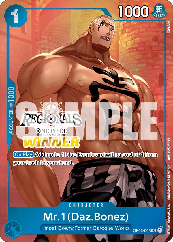 Mr.1 (Daz.Bonez) (Offline Regional 2024 Vol. 3) [Winner] [One Piece Promotion Cards] | Shuffle n Cut Hobbies & Games