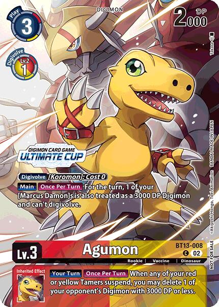 Agumon [BT13-008] (Ultimate Cup 2024) [Versus Royal Knights Booster] | Shuffle n Cut Hobbies & Games