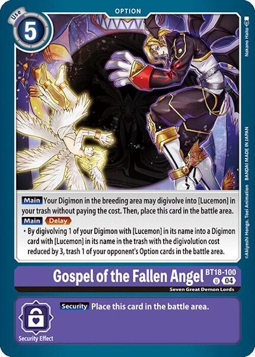 Gospel of the Fallen Angel [BT18-100] [Release Special Booster 2.0] | Shuffle n Cut Hobbies & Games