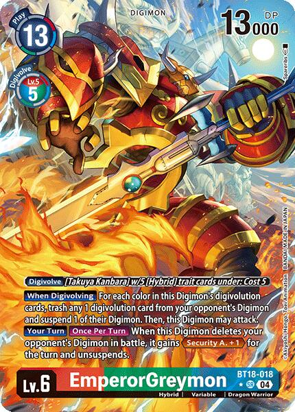 EmperorGreymon [BT18-018] (Alternate Art) [Release Special Booster 2.0] | Shuffle n Cut Hobbies & Games