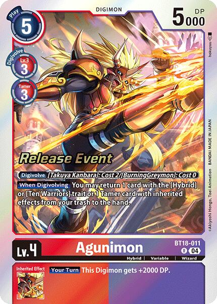 Agunimon [BT18-011] [Release Special Booster Ver.2.0 Pre-Release Cards] | Shuffle n Cut Hobbies & Games