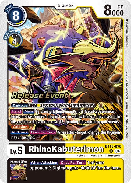 RhinoKabuterimon [BT18-070] [Release Special Booster Ver.2.0 Pre-Release Cards] | Shuffle n Cut Hobbies & Games