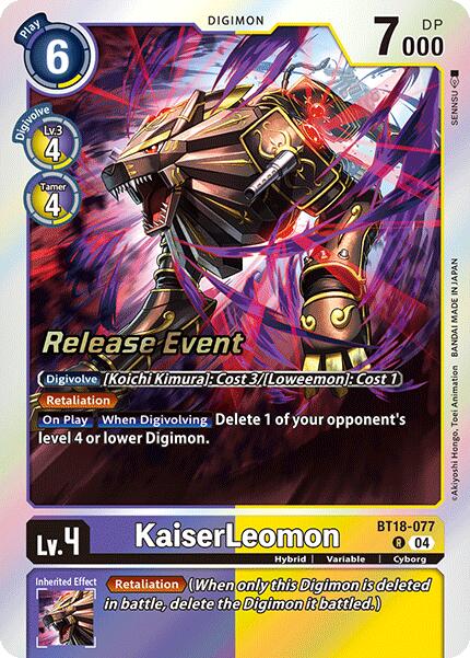 KaiserLeomon [BT18-077] [Release Special Booster 2.0 Pre-Release Cards] | Shuffle n Cut Hobbies & Games