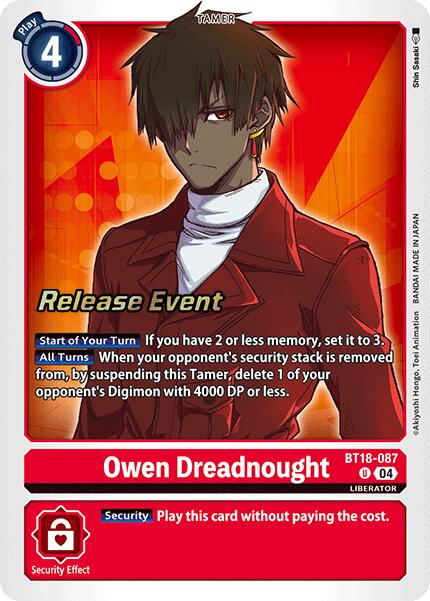 Owen Dreadnought [BT18-087] [Release Special Booster Ver.2.0 Pre-Release Cards] | Shuffle n Cut Hobbies & Games