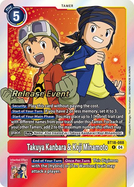 Takuya Kanbara & Koji Minamoto [BT18-088] [Release Special Booster Ver.2.0 Pre-Release Cards] | Shuffle n Cut Hobbies & Games