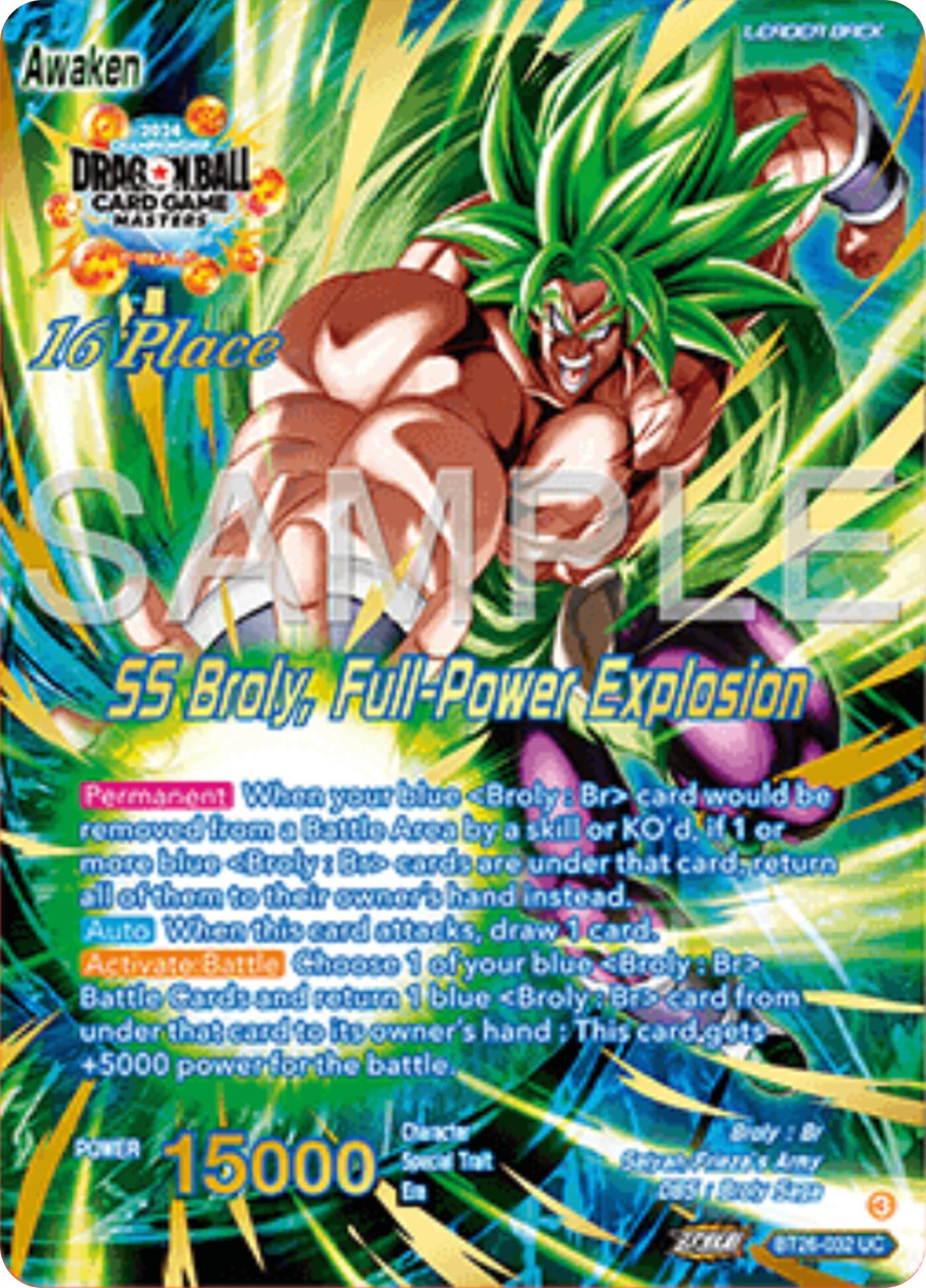 Broly // SS Broly, Full-Power Explosion (Top 16) (BT26-032) [Ultimate Advent Prerelease Promos] | Shuffle n Cut Hobbies & Games