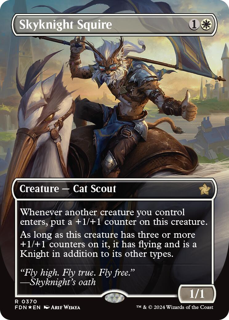 Skyknight Squire (Borderless) (Mana Foil) [Foundations] | Shuffle n Cut Hobbies & Games