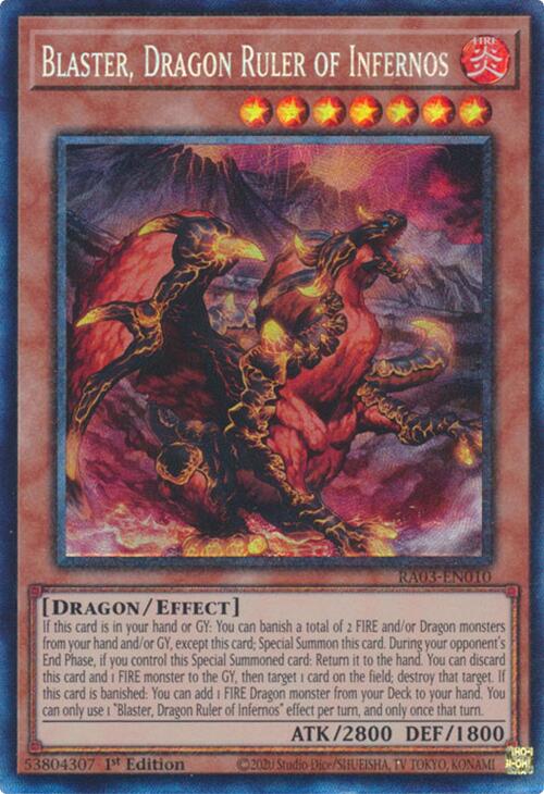 Blaster, Dragon Ruler of Infernos (CR) [RA03-EN010] Prismatic Collector's Rare | Shuffle n Cut Hobbies & Games