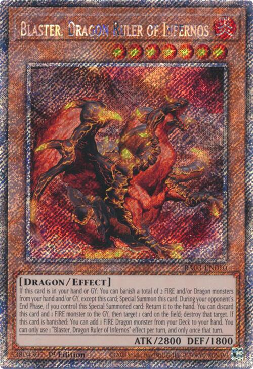 Blaster, Dragon Ruler of Infernos (Platinum Secret Rare) [RA03-EN010] Platinum Secret Rare | Shuffle n Cut Hobbies & Games