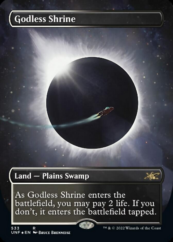 Godless Shrine (Borderless) (Galaxy Foil) [Unfinity] | Shuffle n Cut Hobbies & Games