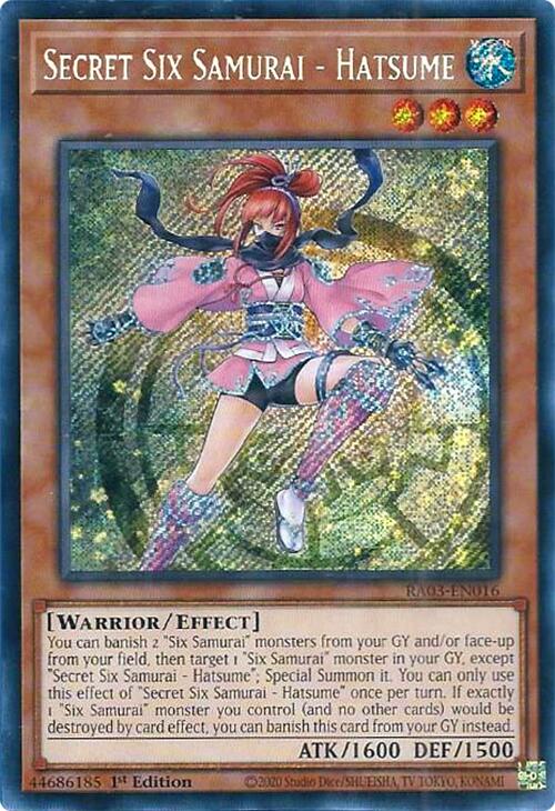 Secret Six Samurai - Hatsume (Secret Rare) [RA03-EN016] Secret Rare | Shuffle n Cut Hobbies & Games