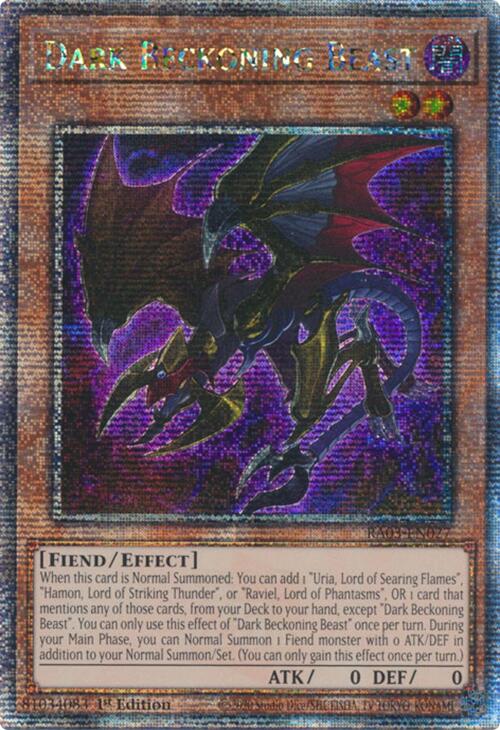 Dark Beckoning Beast (Quarter Century Secret Rare) [RA03-EN027] Quarter Century Secret Rare | Shuffle n Cut Hobbies & Games