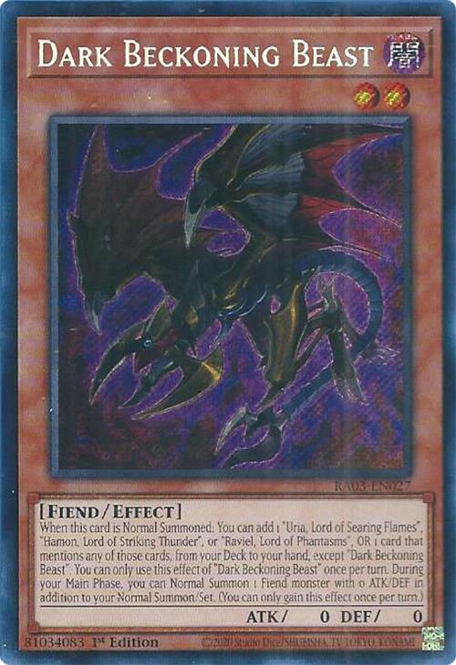 Dark Beckoning Beast (Secret Rare) [RA03-EN027] Secret Rare | Shuffle n Cut Hobbies & Games