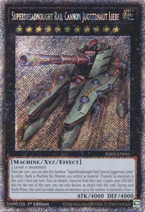 Superdreadnought Rail Cannon Juggernaut Liebe (Platinum Secret Rare) [RA03-EN041] Platinum Secret Rare | Shuffle n Cut Hobbies & Games