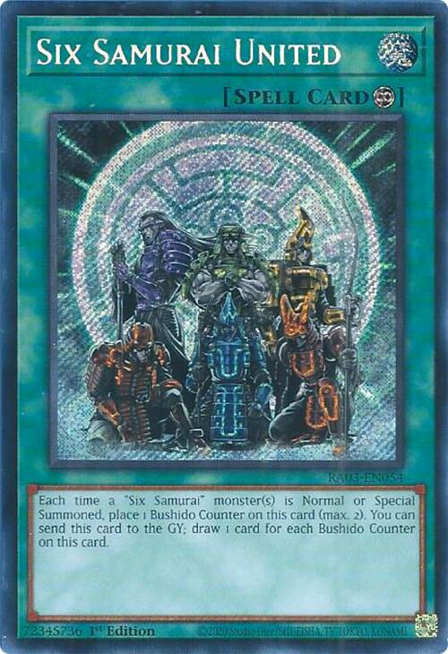 Six Samurai United (Secret Rare) [RA03-EN054] Secret Rare | Shuffle n Cut Hobbies & Games