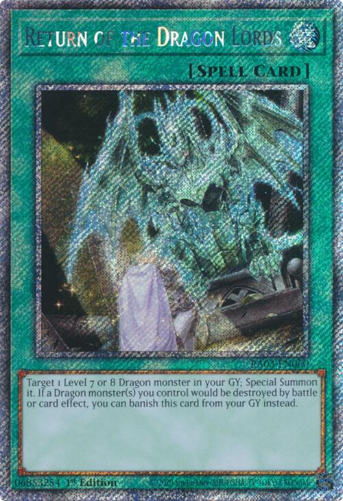 Return of the Dragon Lords (Platinum Secret Rare) [RA03-EN060] Platinum Secret Rare | Shuffle n Cut Hobbies & Games