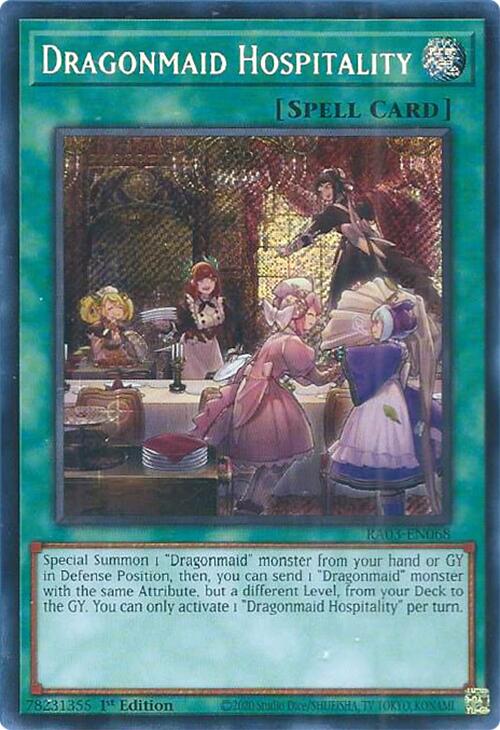 Dragonmaid Hospitality (Secret Rare) [RA03-EN068] Secret Rare | Shuffle n Cut Hobbies & Games