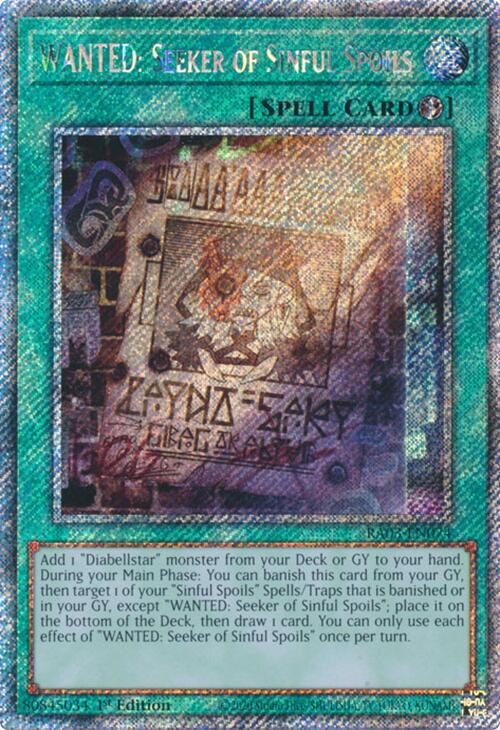 WANTED: Seeker of Sinful Spoils (Platinum Secret Rare) [RA03-EN074] Platinum Secret Rare | Shuffle n Cut Hobbies & Games