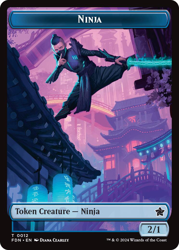 Emblem - Kaito, Cunning Infiltrator // Ninja Doubled-Sided Token [Foundations Tokens] | Shuffle n Cut Hobbies & Games