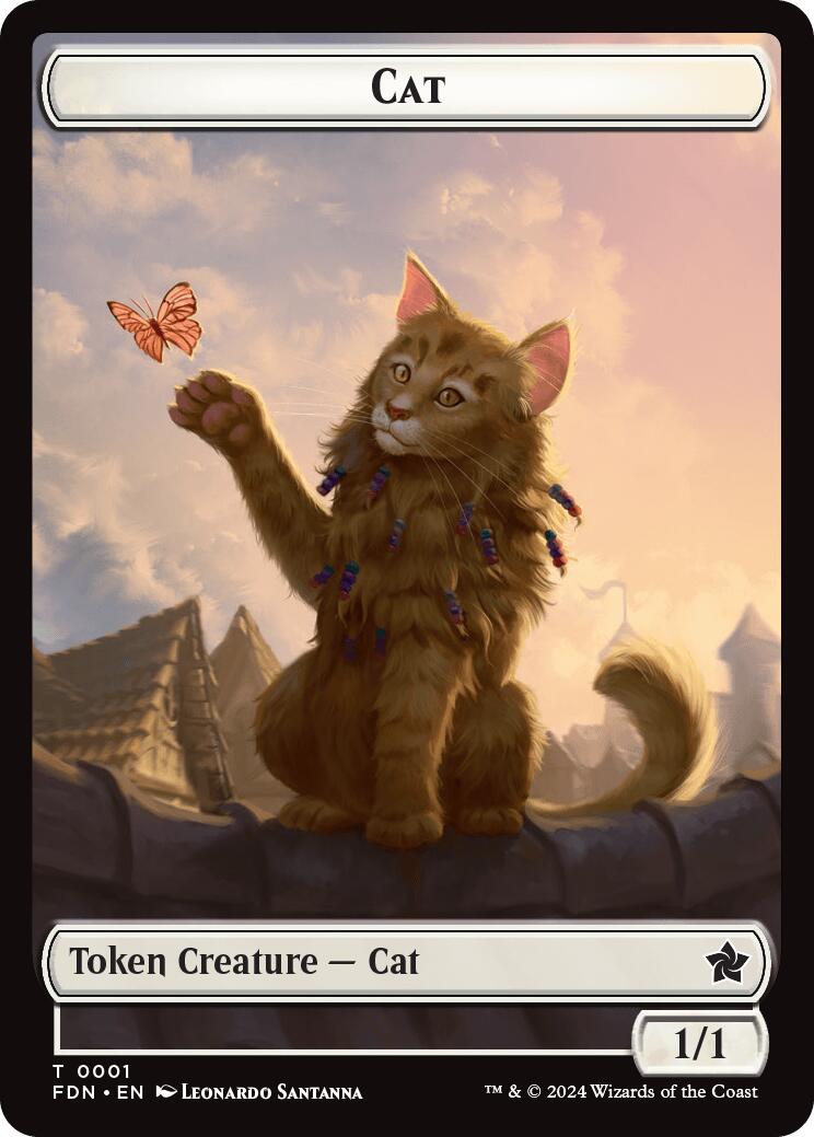 Spirit // Cat (0001) Doubled-Sided Token [Foundations Tokens] | Shuffle n Cut Hobbies & Games