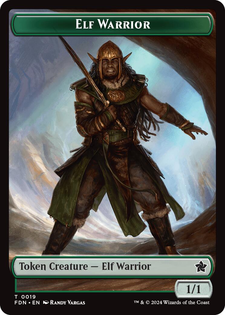 Elf Warrior // Raccoon Doubled-Sided Token [Foundations Tokens] | Shuffle n Cut Hobbies & Games