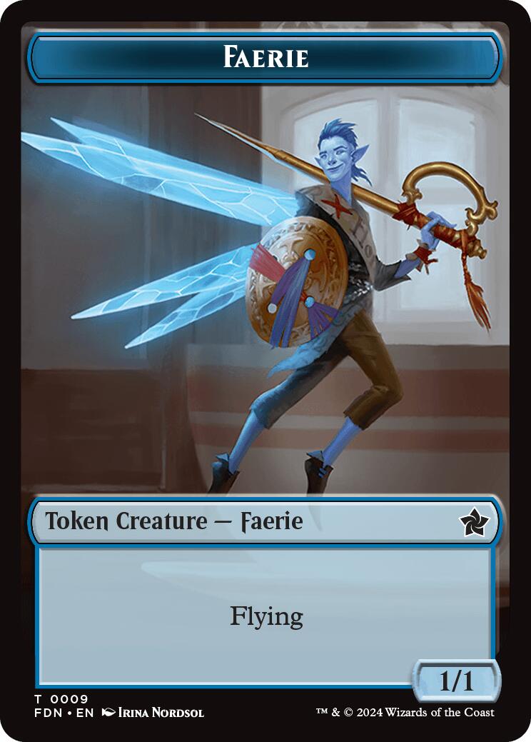 Faerie // Fish Doubled-Sided Token [Foundations Tokens] | Shuffle n Cut Hobbies & Games