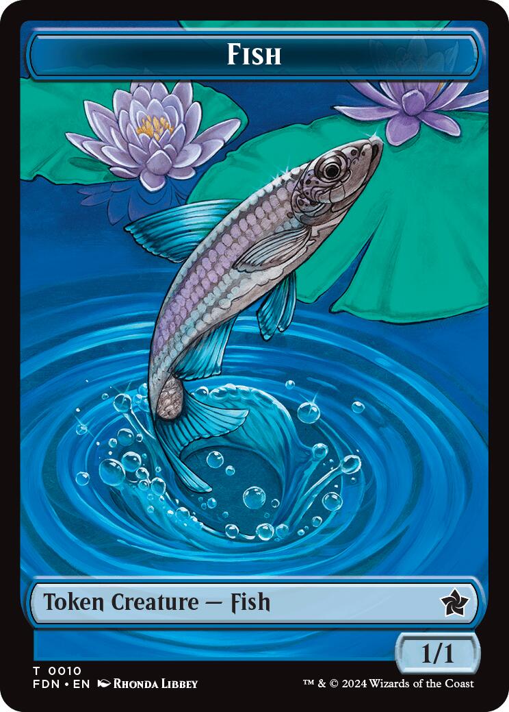 Faerie // Fish Doubled-Sided Token [Foundations Tokens] | Shuffle n Cut Hobbies & Games