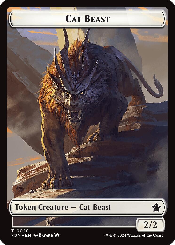 Cat Beast // Dragon (0017) Double-Sided Token [Foundations Tokens] | Shuffle n Cut Hobbies & Games