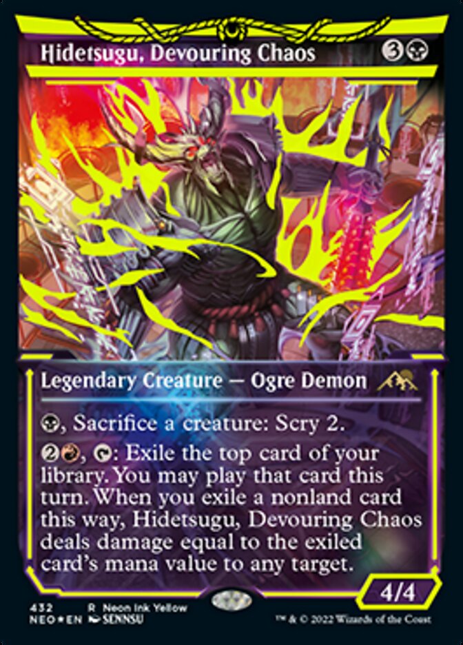 Hidetsugu, Devouring Chaos (Neon Ink Yellow) [Kamigawa: Neon Dynasty] | Shuffle n Cut Hobbies & Games