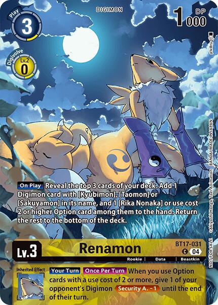 Renamon [BT17-031] (Legend Pack 2024 Box Topper) [Chain of Liberation] | Shuffle n Cut Hobbies & Games