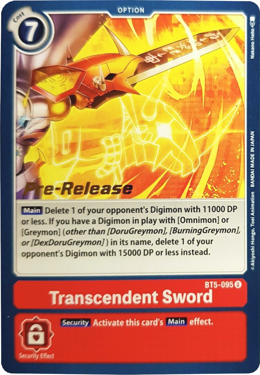 Transcendent Sword [BT5-095] [Battle of Omni Pre-Release Promos] | Shuffle n Cut Hobbies & Games