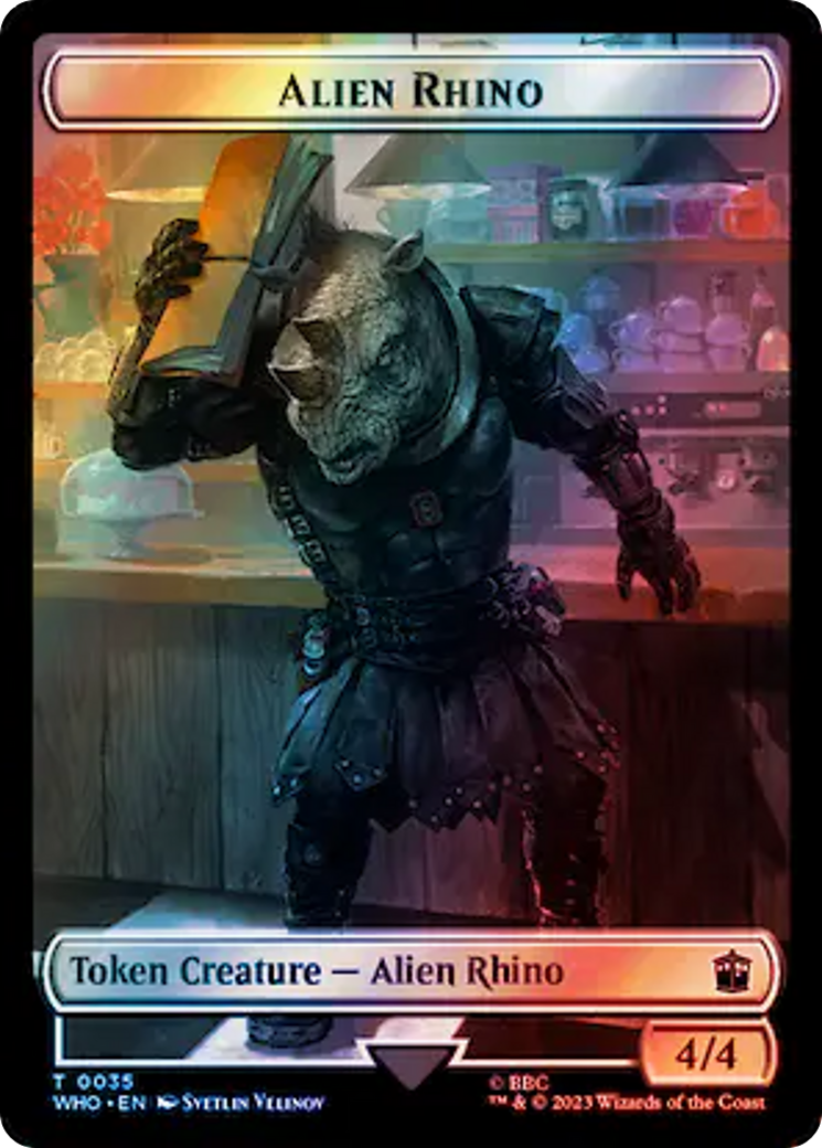 Alien Rhino // Mutant Double-Sided Token (Surge Foil) [Doctor Who Tokens] | Shuffle n Cut Hobbies & Games