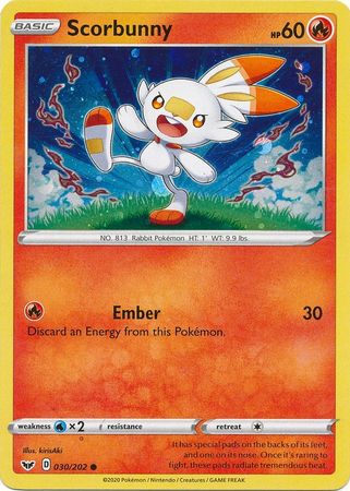 Scorbunny (030/202) (Cosmos Holo) [Sword & Shield: Base Set] | Shuffle n Cut Hobbies & Games