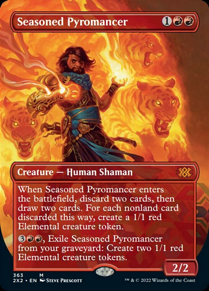 Seasoned Pyromancer (Borderless Alternate Art) [Double Masters 2022] | Shuffle n Cut Hobbies & Games