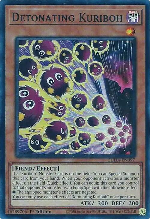 Detonating Kuriboh [SUDA-EN097] Super Rare | Shuffle n Cut Hobbies & Games