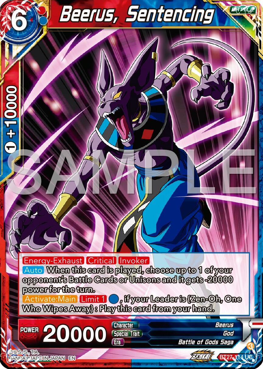 Beerus, Sentencing (BT27-114) [History of Z] | Shuffle n Cut Hobbies & Games