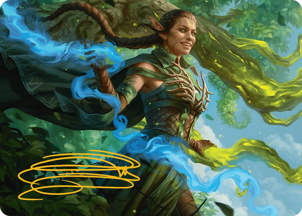 Nissa, Worldsoul Speaker Art Card (Gold-Stamped Signature) [Aetherdrift Art Series] | Shuffle n Cut Hobbies & Games