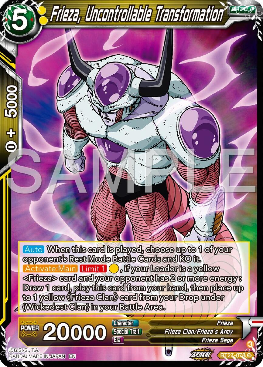 Frieza, Uncontrollable Transformation (BT27-078) [History of Z] | Shuffle n Cut Hobbies & Games