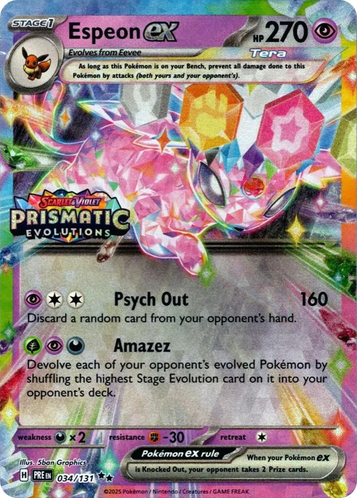 Espeon ex (034/131) (Prismatic Evolutions Stamp) [Scarlet & Violet: Prismatic Evolutions] | Shuffle n Cut Hobbies & Games