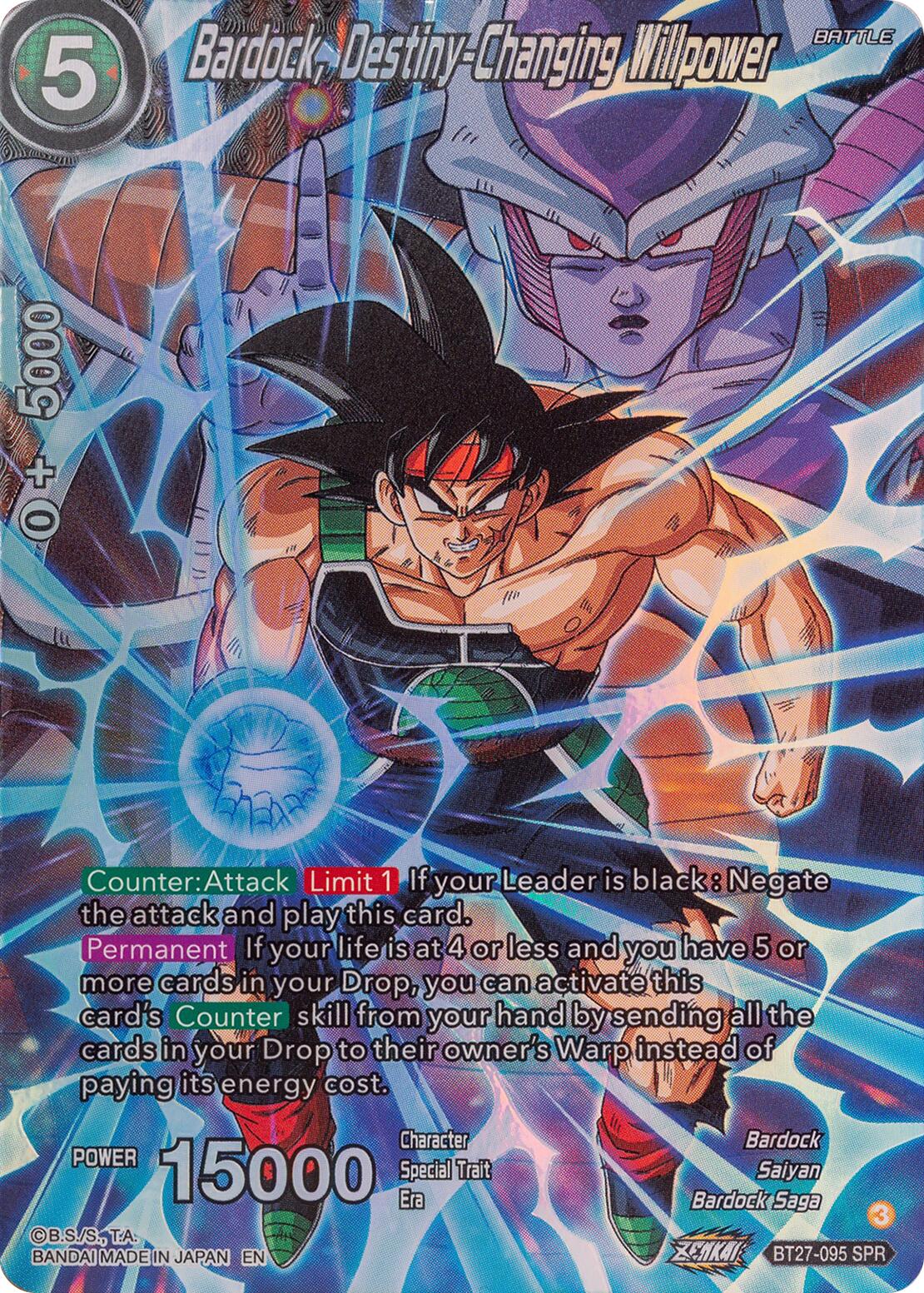 Bardock, Destiny-Changing Willpower (SPR) (BT27-095) [History of Z] | Shuffle n Cut Hobbies & Games