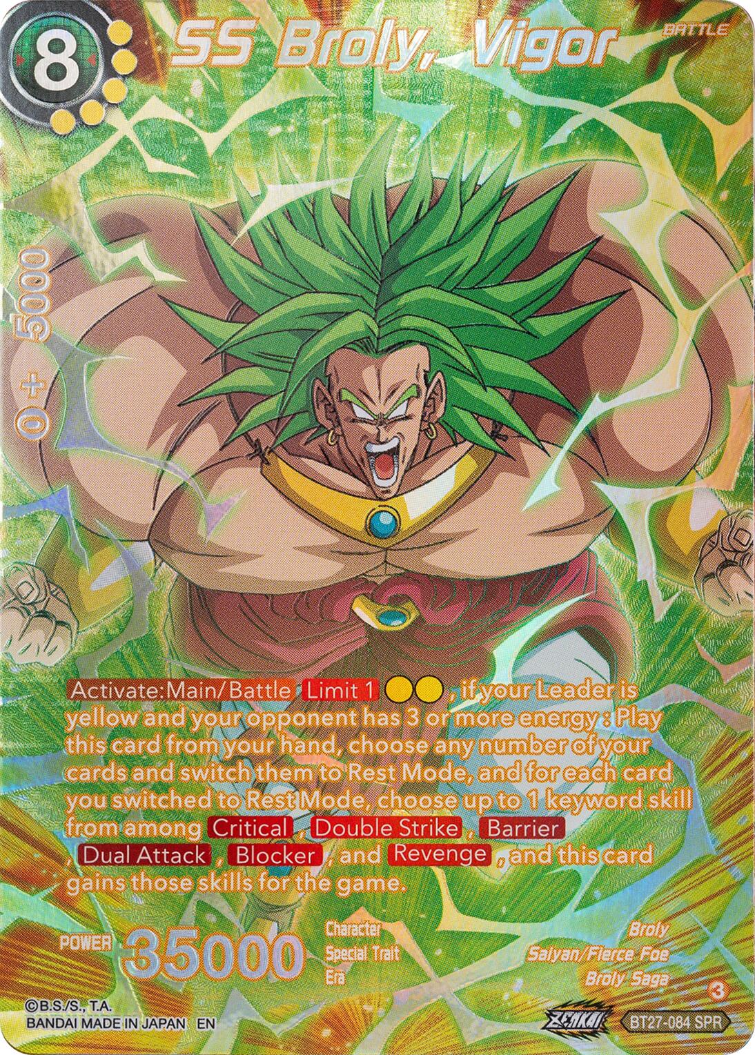 SS Broly, Vigor (SPR) (BT27-064) [History of Z] | Shuffle n Cut Hobbies & Games