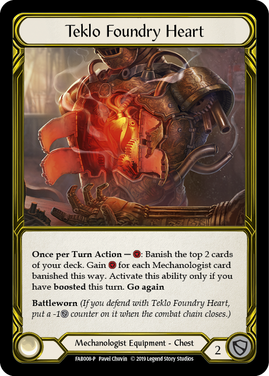 Teklo Foundry Heart [FAB008-P] (Promo)  1st Edition Cold Foil - Golden | Shuffle n Cut Hobbies & Games