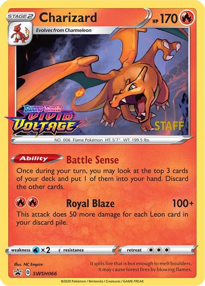 Charizard (SWSH066) (Staff Prerelease Promo) [Sword & Shield: Black Star Promos] | Shuffle n Cut Hobbies & Games