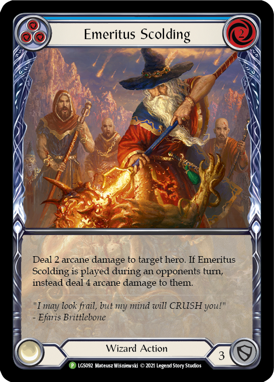 Emeritus Scolding (Blue Extended Art) [LGS092] (Promo)  Rainbow Foil | Shuffle n Cut Hobbies & Games