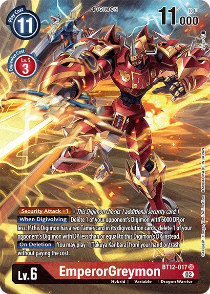 EmperorGreymon [BT12-017] (Alternate Art) [Across Time] | Shuffle n Cut Hobbies & Games