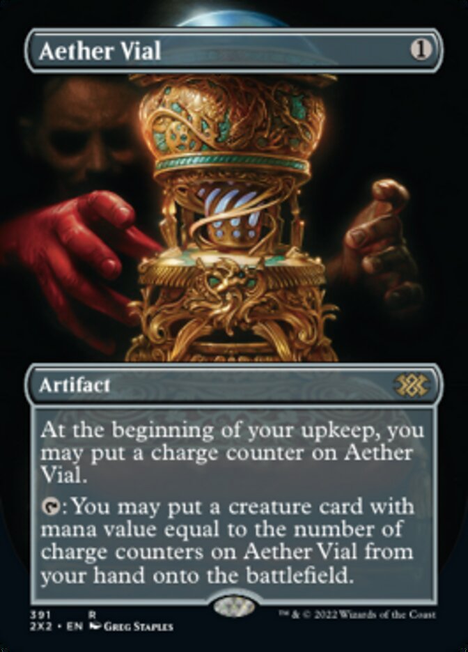 Aether Vial (Borderless Alternate Art) [Double Masters 2022] | Shuffle n Cut Hobbies & Games