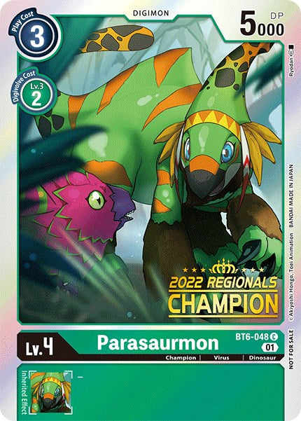 Parasaurmon [BT6-048] (2022 Championship Online Regional) (Online Champion) [Double Diamond Promos] | Shuffle n Cut Hobbies & Games