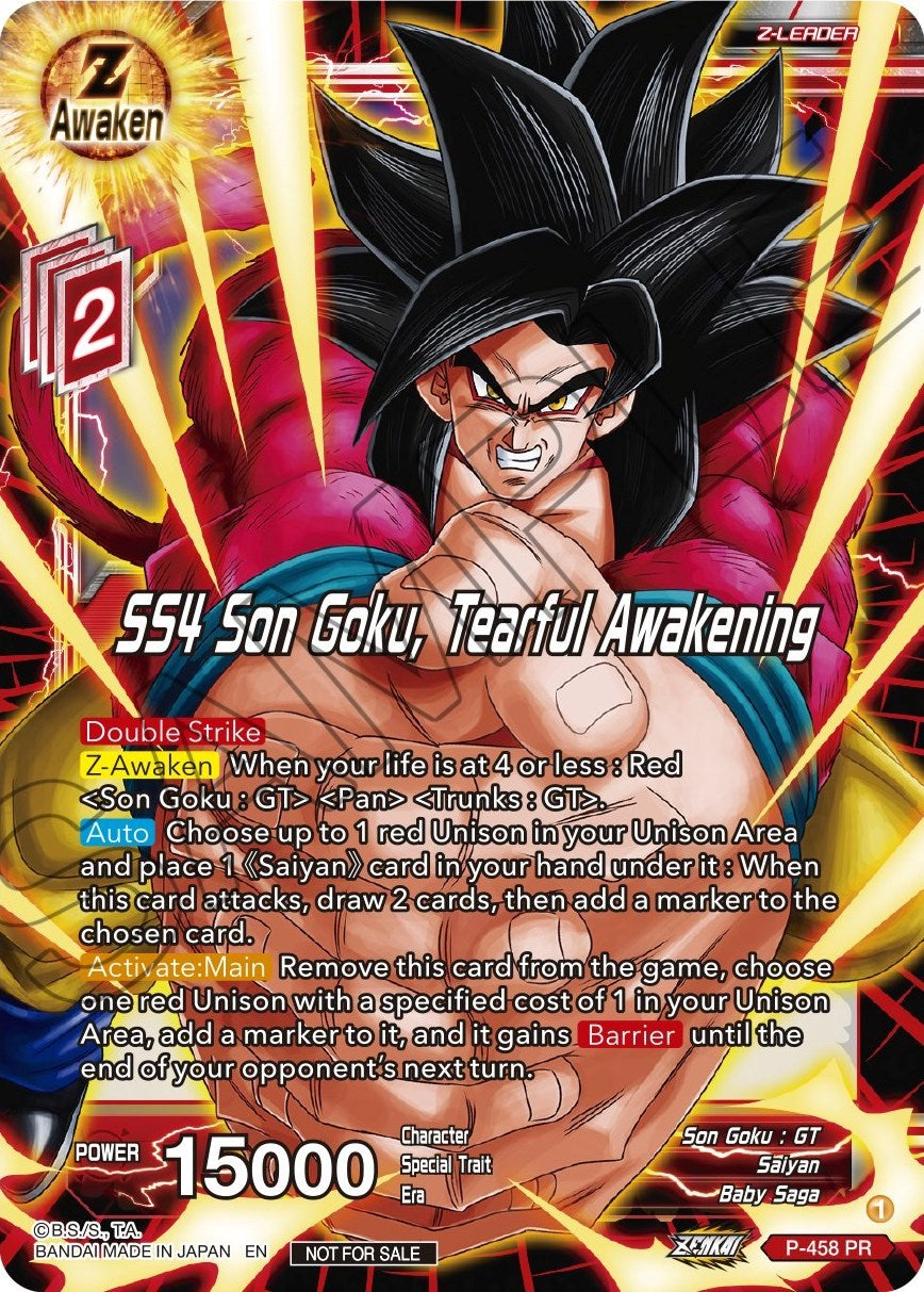 SS4 Son Goku, Tearful Awakening (Z03 Dash Pack) (P-458) [Promotion Cards] | Shuffle n Cut Hobbies & Games